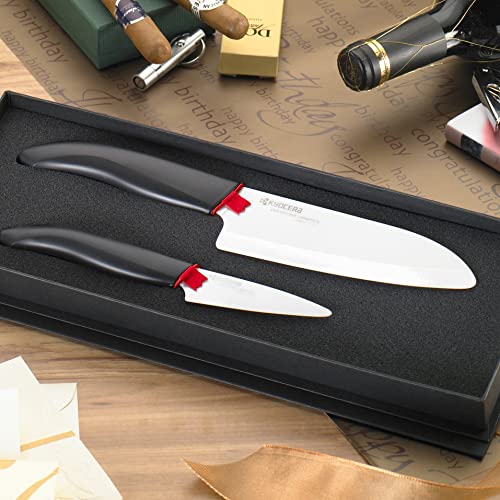 Kyocera Revolution 2-Piece Ceramic Knife Set – 5.5" and 3" Kitchen Knives, White/Black
