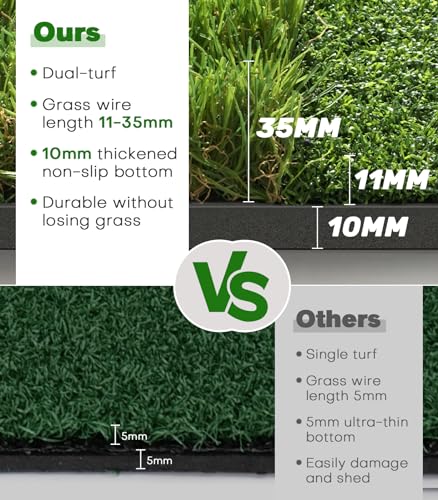 Ywitio 5' x 4' Premium Dual-Turf Golf Hitting Mat with Thickened Base, Indoor & Outdoor Practice