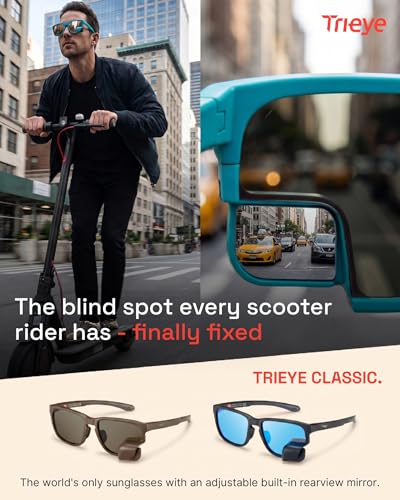 TriEye Cycling Glasses with Rear-View Mirror UV400 - High Contrast Smoke