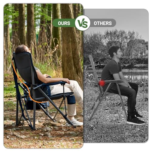 Timber Ridge Grey Oversized Folding Camping Chair with Lumbar Support, Cooler & Cup Holder