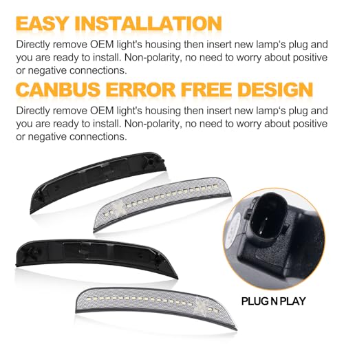 Gempro Xstyle LED Side Marker Lights for Chrysler 300 White Clear - Front & Rear Bumper Signal Lamps