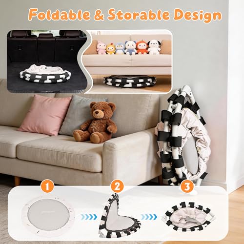 White 36-Inch Foldable Toddler Trampoline with Foam Handle - Indoor Safe Rebounder