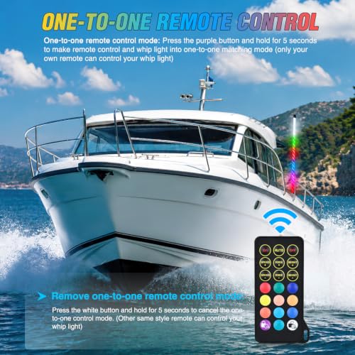Nilight 3FT Spiral Boat Navigation Light RGB White LED Watercraft Safety Light