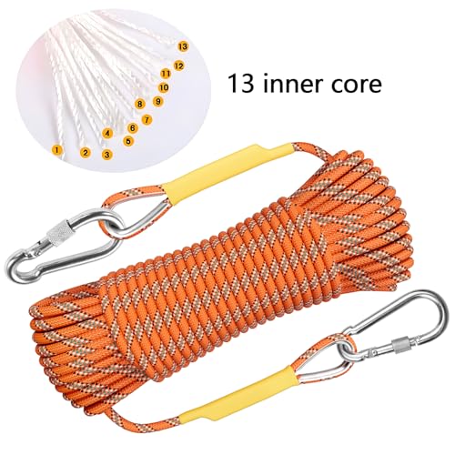 Orange 8mm 230ft Static Climbing Rope 13 Core for Rescue & Outdoor Activities