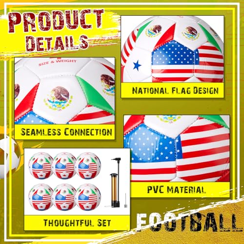 Size 4 Flag Soccer Ball - Multi Country World Flag for Training & Match - Includes Pump & Needle