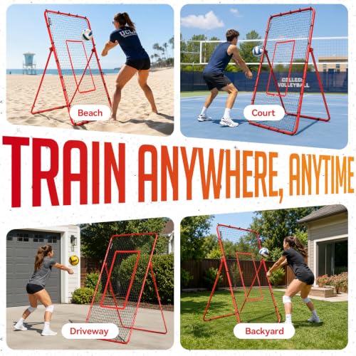 Adjustable Volleyball Rebounder Net - 4x7FT Training Equipment for Multi-Sport Practice