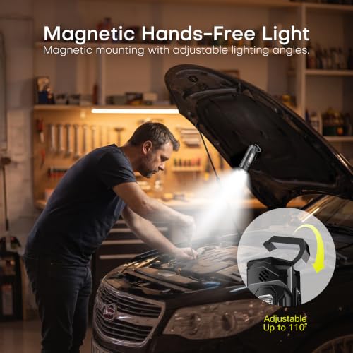 Black Rechargeable Keychain Flashlight with Magnetic Base - Compact & Multi-Function