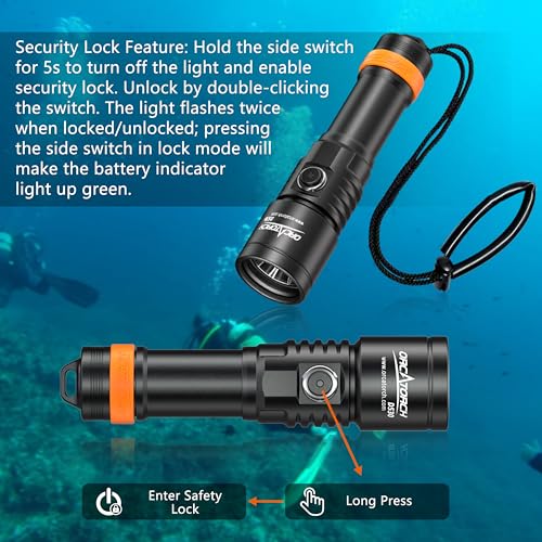 SCUBA Dive Light 1500 Lumens Cold White LED with 7° Narrow Beam, Waterproof 150m