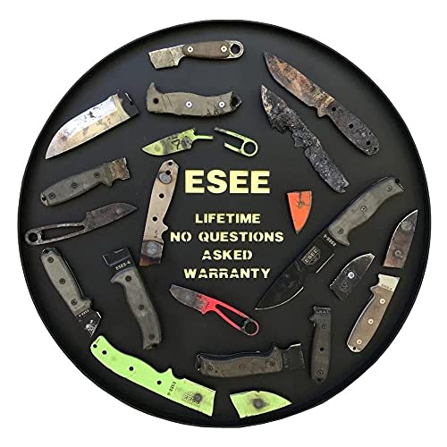 ESEE-6 Fixed Blade Knife with 1095 Carbon Steel Blade and Micarta Handle - Black Sheath, Variation: Black Blade, Natural Canvas Micarta 3D Handle