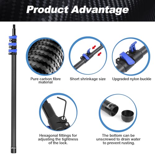 DOBEN 12 FT Carbon Fiber Telescoping Boat Hook for Docking Lightweight & Sturdy