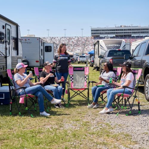 GCI Outdoor NASCAR Roadtrip Rocker Pink Camping & Sideline Chair with Drink Holder
