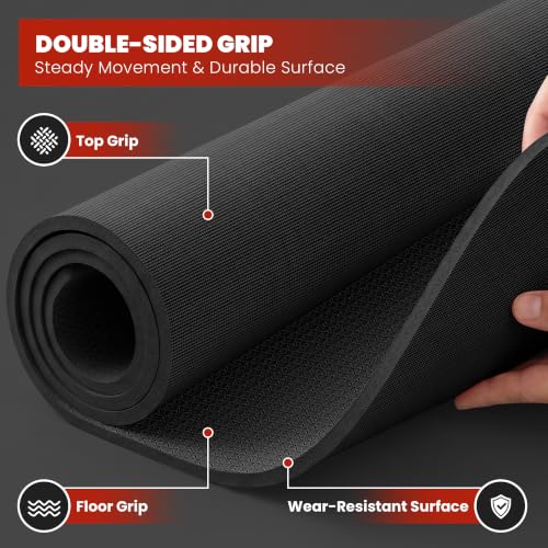 Large Exercise Mat - Black / 7x5 ft | 8mm PVC Workout & Yoga Mat