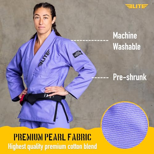 Elite Sports Women's Ultra-Light Purple BJJ Gi - IBJJF Approved Jiu-Jitsu Kimono for Girls & Women
