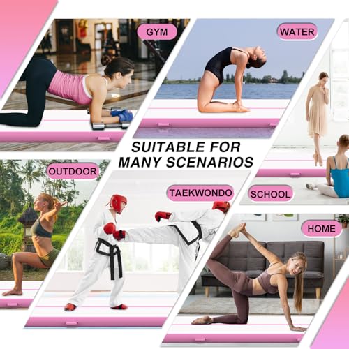 Pink 10ft Inflatable Air Gymnastics Tumbling Mat with Electric Pump for Kids & Adults