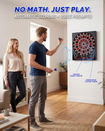 WIN.MAX Electronic Dart Board for Adults - Soft Tip, Automatic Scoring, Black-Red Light Variation
