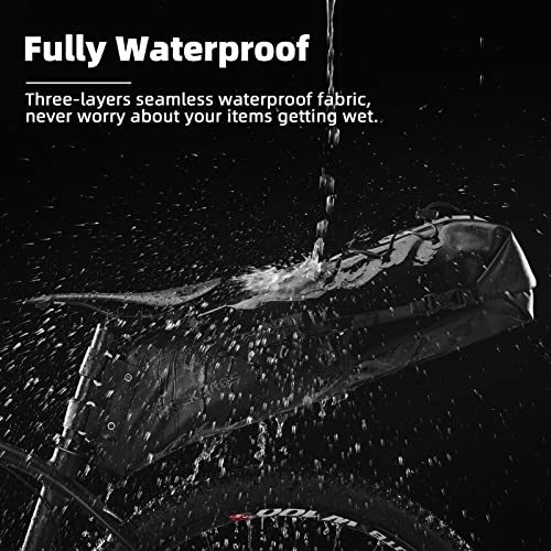 ROCKBROS Bikepacking Saddle Bag 14L Waterproof Bicycle Seat Pack, Adjustable & Foldable