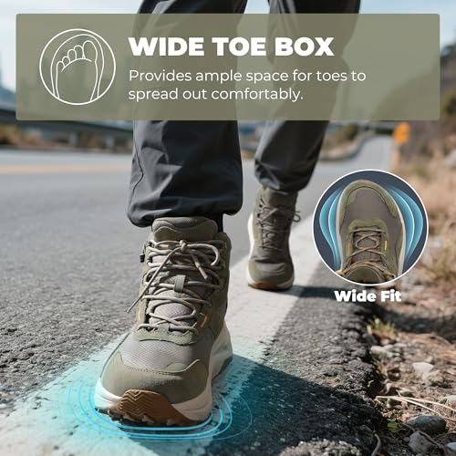 NORTIV 8 Men's Wide Toe Box Hiking Boots - Olive, Size 9