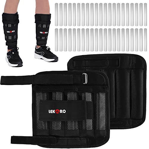 LEKÄRO Adjustable Ankle Weights 22 LBS with Removable Steel Bars for Men & Women