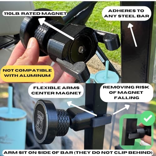 Luna's V2.6 Magnetic Golf Cart Phone Holder & Mount - MagSafe Compatible, Black