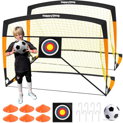 Kids Backyard Soccer Goals 7x5 FT Portable & Collapsible - 2 PC Upgrade