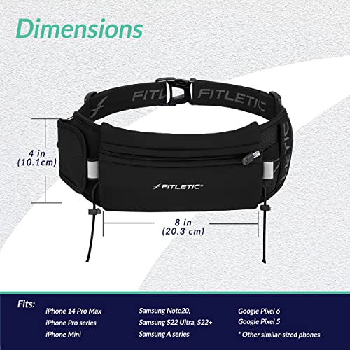 Black Fitletic Ultimate II Running Pouch with Gels, Waist Belt, Gel Loops & Pockets