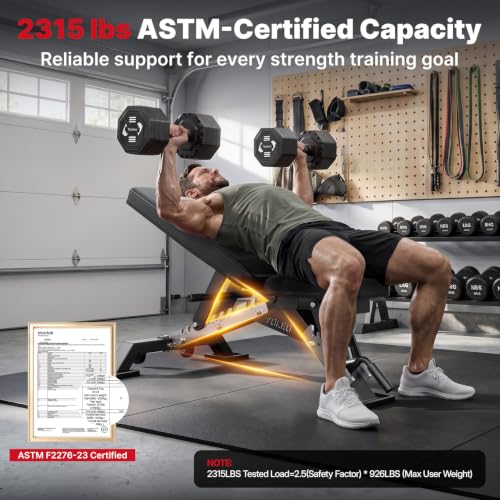 YOLEO Black Commercial Weight Bench 2315LB Capacity - 3-Post Design