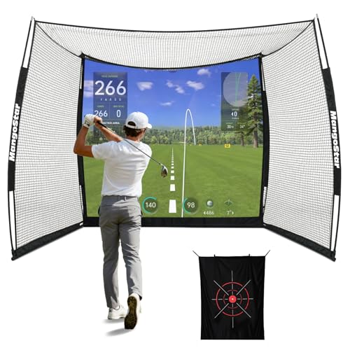 Golf Practice Net 11x8ft with Impact Screen - MangoStar Golf Sim Net - Indoor Outdoor