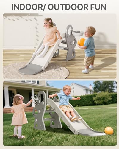 Babytronic Gray & White Toddler Slide Indoor Outdoor Playset for Ages 1-3