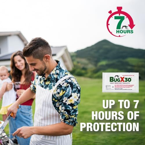 CoreTex Bug X 30 Insect Repellent Wipes - 100 Pack of 30% DEET, Up to 7 Hours Protection