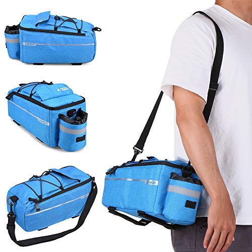 Lixada Bicycle Pannier Bag with Rain Cover, Bicycle Seat Multifunctional Insulated Trunk Cooler Bag, Shoulder Bag, 29 * 16 * 17cm (Blue)