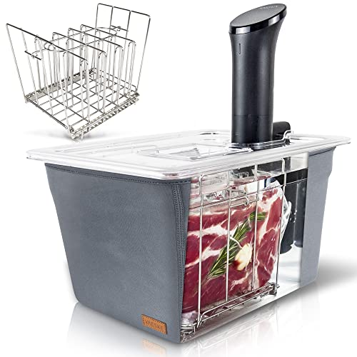 Insulated Sous Vide Container with Lid and Rack - 12 QT Heat Retention