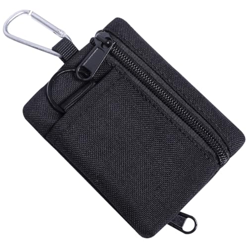 Black Mini EDC Molle Pouch Outdoor Wallet with Carabiner & Coin Storage