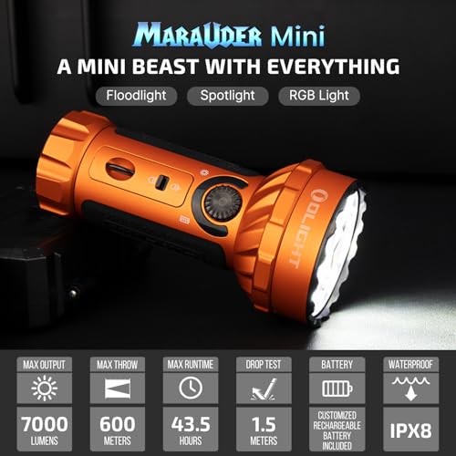 OLIGHT Marauder Mini Powerful Flashlight RGB Lights Orange - Search & Rescue, Outdoor