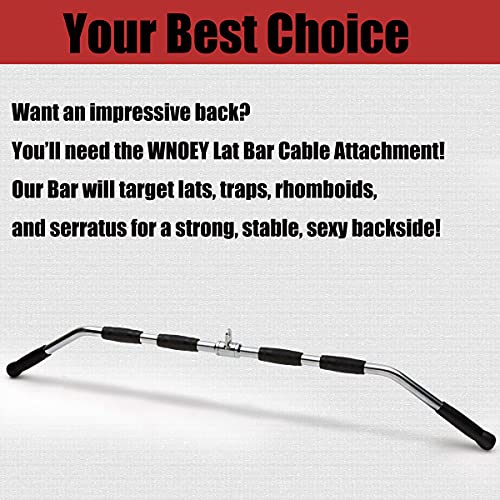 Heavy Duty Lat Pulldown Bar with Rubber Handgrips - 48 Inch Cable Attachment for Home Gym