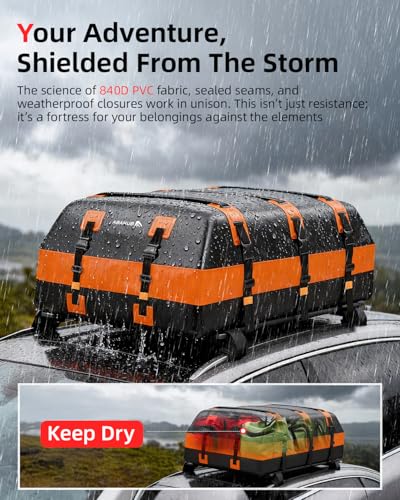 Abahub 21 Cu Ft Roof Cargo Carrier Waterproof Car Roof Storage Bag SUV