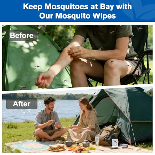 Natural Mosquito Repellent Wipes 30 pcs DEET-Free Travel Insect Repellent