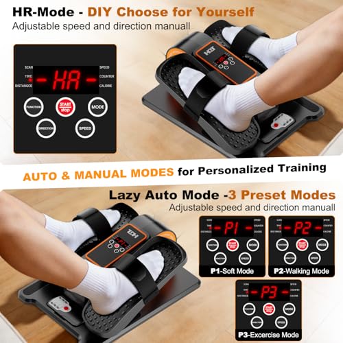 TDH Under Desk Elliptical Machine Leg Exerciser - Orange-Black Compact Low-Impact Cardio