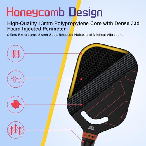 Vomeepeak Thermoformed MAX Carbon Fiber Pickleball Paddle - Red, Professional Grade