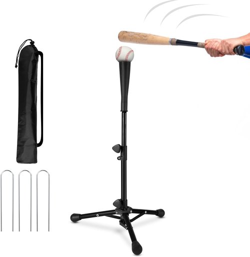 Kids Baseball Tee by Tanner | Portable Batting Tee with Carry Bag - Adjustable 20.87 to 31.29 Inches for Ages 3-8