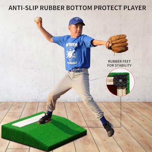 Portable Pitching Mound with Rubber & Turf - 30 x 30 x 4.8 inches for Baseball & Softball Training
