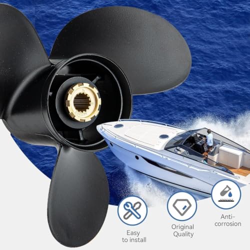 Qiclear 14.5x19 Aluminum Outboard Propeller for Mercury Engines 135-300HP, RH, Hub Kit Included