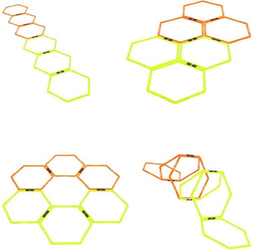 ZUKAM Hex Agility Rings for Speed Training & Agility Footwork Training Speed Hurdles Ladder with Carrying Bag (12 Rings)