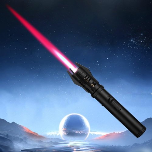 Torch Lighter, Red/Blue Flame Adjustable with Safety Lock, Bright Fire Lighter, Refillable Butane Gas Windproof Jet Flame Cool Lighter, for Candles Grill BBQ Fireplaces Camping Gift for Man