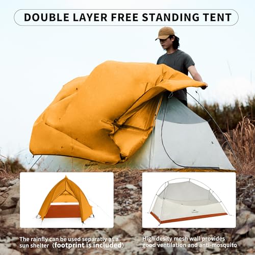 Naturehike Cloud-Up 1 Person Tent - Bright Orange Lightweight Waterproof Backpacking Tent