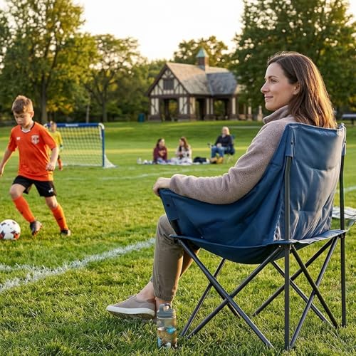 Portal 32" Wide Oversized Folding Camping Chair with Thick Padding - Blue, 2 Pack