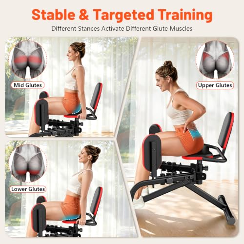 ERGOLIFE 2-in-1 Hip Abductor Adductor Machine Black Red for Thigh & Hip Workout
