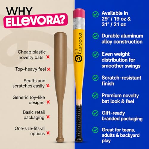 ELLEVORA 31" Youth Aluminum Baseball Bat - 21 oz, Balanced & Durable Gift