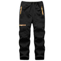 linlon Kids Boy's Snow Waterproof Pants Youth Fleece Lind Hiking Softshell Warm Insulated Ski Trousers,9056-Black-XXL(11-13Years)