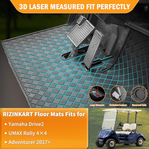 Golf Cart Floor Mat for Yamaha Drive 2 & QuieTech 2017+ Black Trim