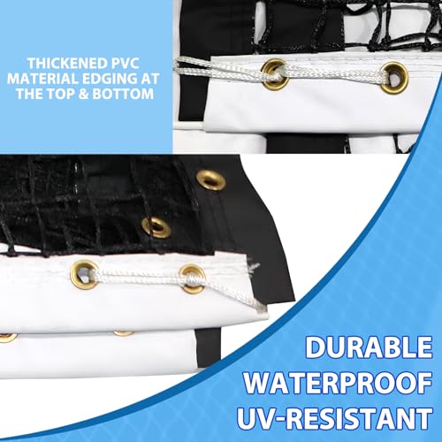 VANCL Outdoor Heavy Duty Tennis Net Black & White - Professional Standard 42ft Court Replacement with Fiberglass Dowels